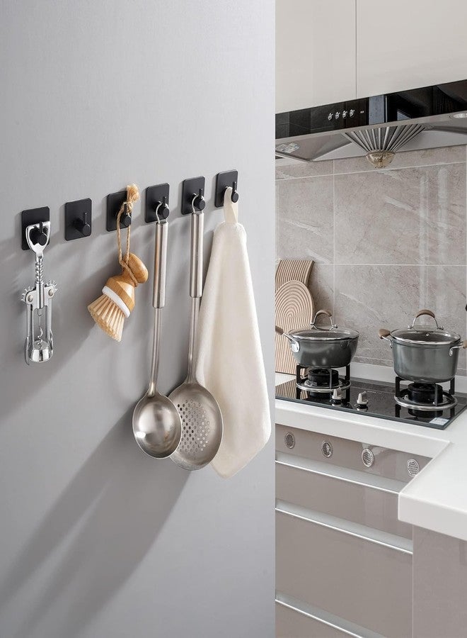 Cilveec Adhesive Hooks Heavy Duty Stick on Wall Towel Hooks Door Waterproof Stainless Steel Adhesive Towel Hooks Holders for Hanging Clothes Bathroom (New Hook 6 PC Black) - Image 3